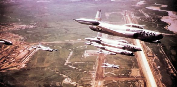 319th Fighter Interceptor Squadron F 94B Starfires over Suwon AB South Korea