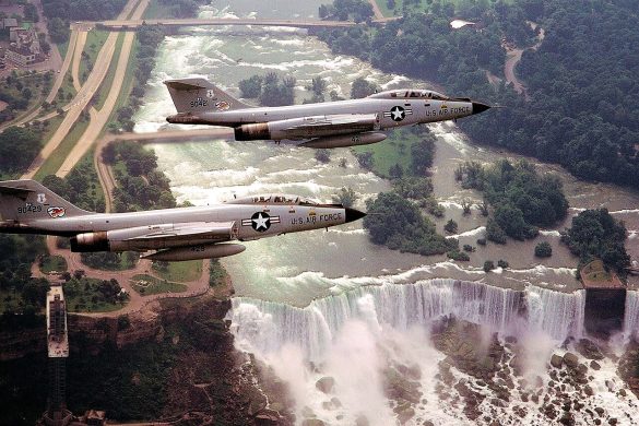 66d3375190e8faf4c23c20f3 66d337340fdbade2df06c5c4 136th Fighter Interceptor Squadron McDonnell F 101 Voodoos over Niagra Falls