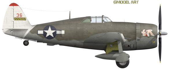 US P 47D 3 RA 42 22607 Naughty Nadine John Lolos 341 FS 348 FG starboard view