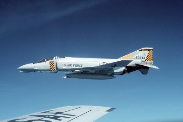 an air to air left side view of a michigan air national guard f 4 phantom ii 174341 1024