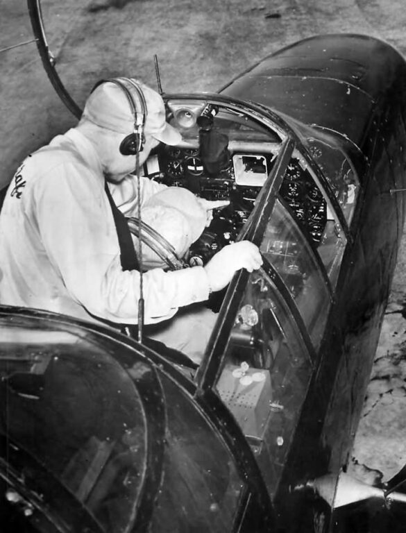 Inside photo of the Northrop Black Widow P 61 night fighter 1945