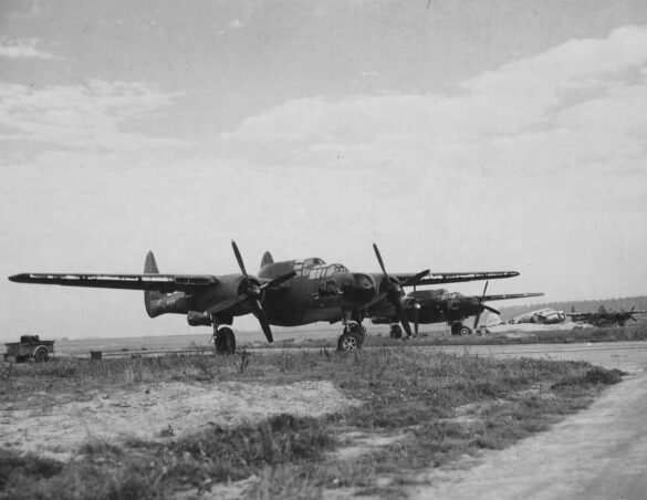 P 61A 42 5560 The Creep of the 425th Night Fighter Squadron and 42 5585 Europe