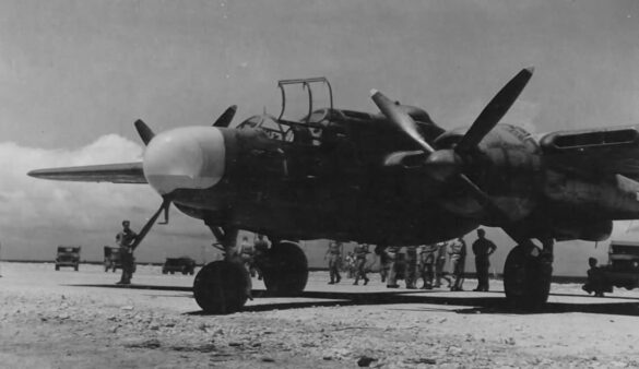 P 61 A of the 6th NFS stop over at Kwajalein en route to Saipan 10 June 1944