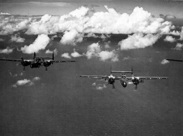 P 61 Black Widows of the 548th Night Fighter Squadron in flight