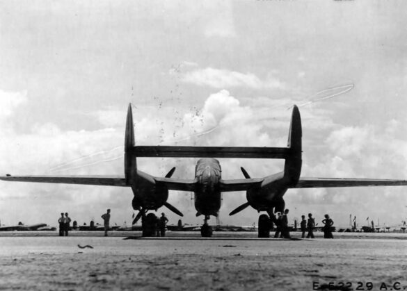 P 61 of the 6th NFS stop over at Kwajalein en route to Saipan 10 June 44 2
