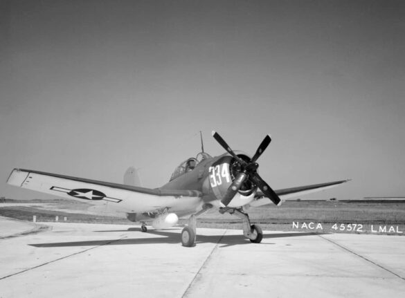 A U.S. Navy Curtiss SC 1 Seahawk at the National Advisory Committee for Aeronautics Langley Virginia. 1945