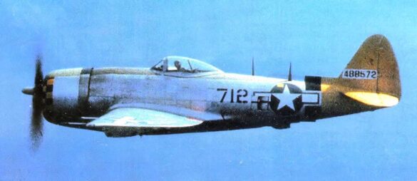 Republic P-47N Thunderbolt with natural metal finish and 318th Fighter Group Pacific insignia