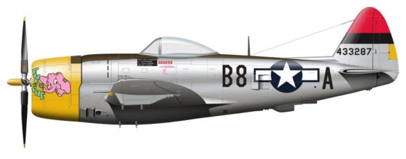 Republic P-47N Thunderbolt with natural metal finish and 318th Fighter Group Pacific insignia