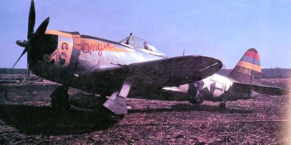 Republic P-47N Thunderbolt with natural metal finish and 318th Fighter Group Pacific insignia