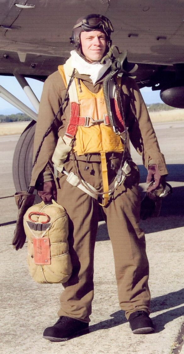 “US Navy pilot wearing G‑1 leather flight jacket, WWII Pacific”