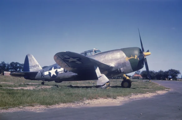 Republic P-47N Thunderbolt with natural metal finish and 318th Fighter Group Pacific insignia