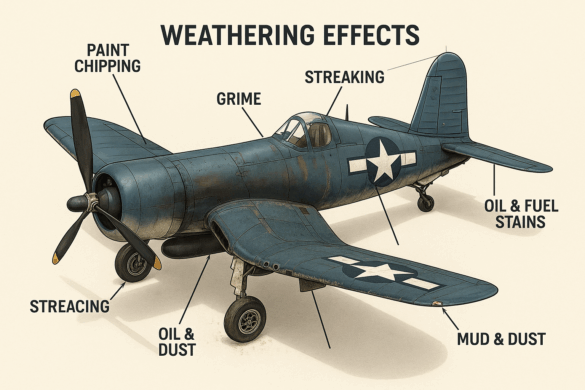 “Annotated 3D Weathering Diagram of F4U Corsair - 1/48 scale”)*