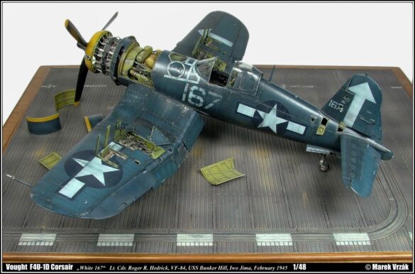 “Annotated 3D Weathering Diagram of F4U Corsair - 1/48 scale”)*