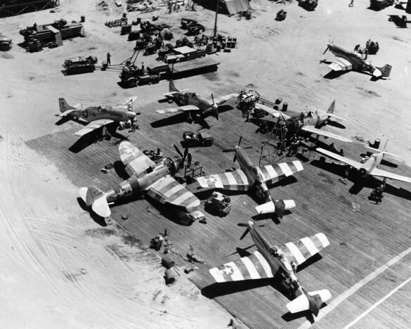 Republic P-47N Thunderbolt with natural metal finish and 318th Fighter Group Pacific insignia