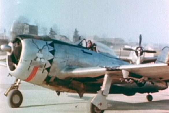 Republic P-47N Thunderbolt with natural metal finish and 318th Fighter Group Pacific insignia