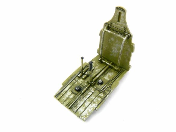 1/48 P-40M RNZAF scale model with open panels and detailed interior, expertly weathered to represent a derelict aircraft.”