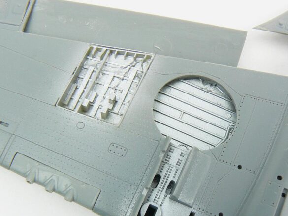 1/48 P-40M RNZAF scale model with open panels and detailed interior, expertly weathered to represent a derelict aircraft.”