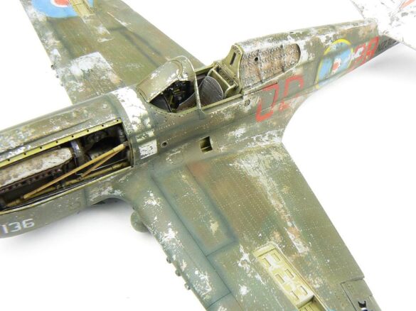 1/48 P-40M RNZAF scale model with open panels and detailed interior, expertly weathered to represent a derelict aircraft.”