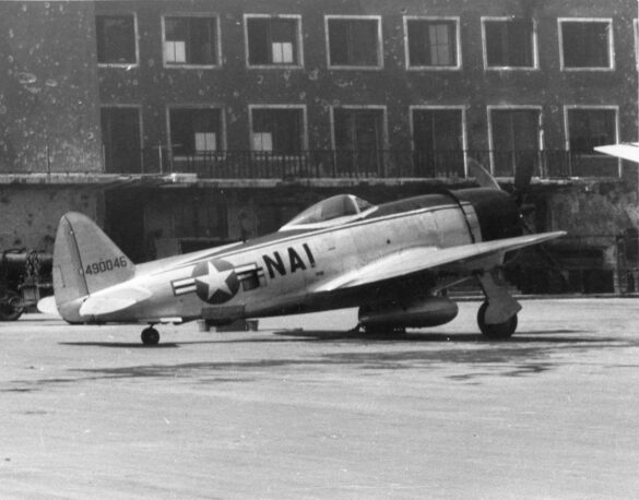 Republic P-47N Thunderbolt with natural metal finish and 318th Fighter Group Pacific insignia