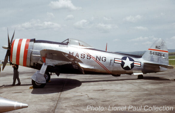 Republic P-47N Thunderbolt with natural metal finish and 318th Fighter Group Pacific insignia