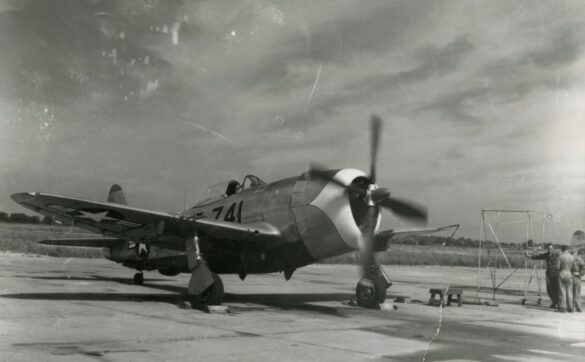 Republic P-47N Thunderbolt with natural metal finish and 318th Fighter Group Pacific insignia