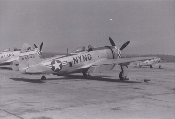 Republic P-47N Thunderbolt with natural metal finish and 318th Fighter Group Pacific insignia