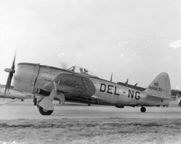 Republic P-47N Thunderbolt with natural metal finish and 318th Fighter Group Pacific insignia