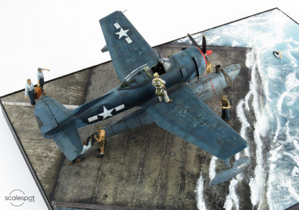 Completed Curtiss SC-1 Seahawk model in 1:48 scale by Halberd Models, built by GModel Art, painted in silver US Navy markings.