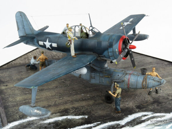 Completed Curtiss SC-1 Seahawk model in 1:48 scale by Halberd Models, built by GModel Art, painted in silver US Navy markings.