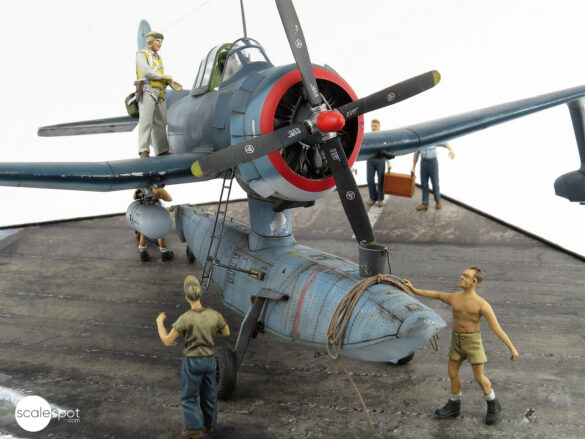 Curtiss SC-1 Seahawk model during assembly by GModel Art, showing resin components and 3D-printed details.