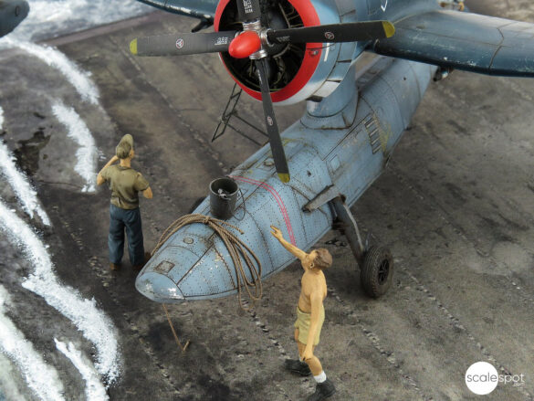 Curtiss SC-1 Seahawk model during assembly by GModel Art, showing resin components and 3D-printed details.