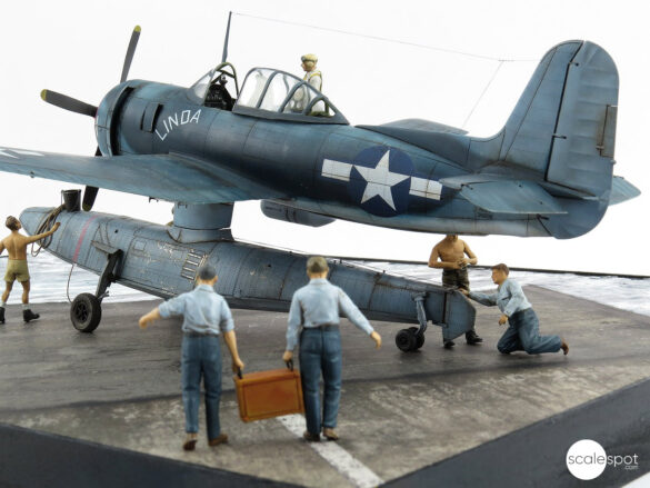 Curtiss SC-1 Seahawk model during assembly by GModel Art, showing resin components and 3D-printed details.
