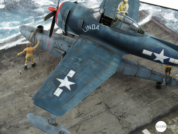 Close-up of the Curtiss SC-1 Seahawk cockpit built by GModel Art, showing resin parts and detailed paintwork.
