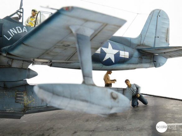 Curtiss SC-1 Seahawk model during assembly by GModel Art, showing resin components and 3D-printed details.