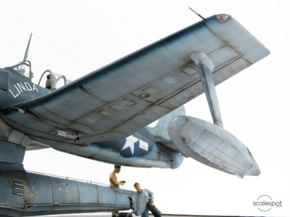 Curtiss SC-1 Seahawk model during assembly by GModel Art, showing resin components and 3D-printed details.