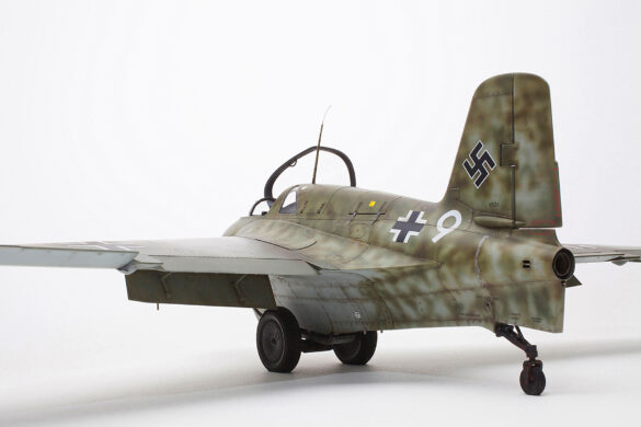 Detailed HWK 109-509 A-2 engine of the Messerschmitt Me 163 Komet with realistic hydraulic lines and firewall paint