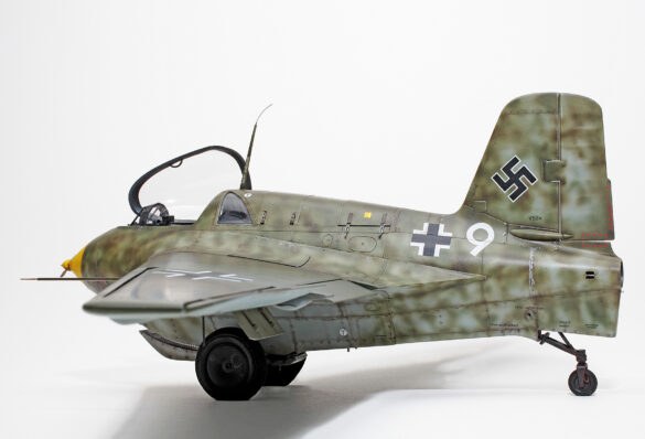 Detailed HWK 109-509 A-2 engine of the Messerschmitt Me 163 Komet with realistic hydraulic lines and firewall paint