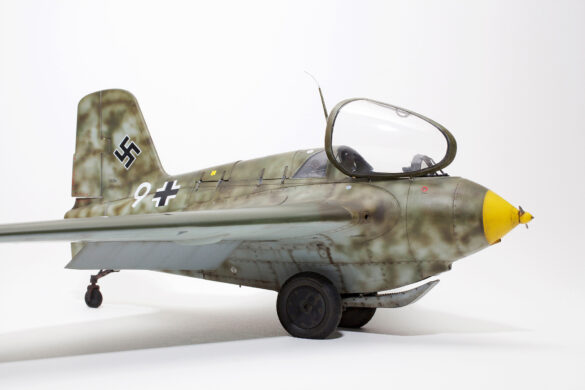 Detailed HWK 109-509 A-2 engine of the Messerschmitt Me 163 Komet with realistic hydraulic lines and firewall paint