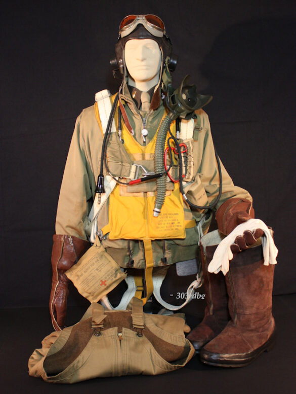 “US Navy pilot wearing G‑1 leather flight jacket, WWII Pacific”