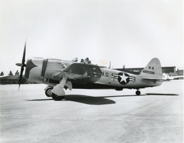 Republic P-47N Thunderbolt with natural metal finish and 318th Fighter Group Pacific insignia