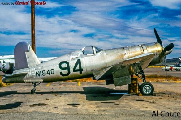 FG-1D Corsair Race 94 during takeoff at Reno Air Races 1970, with shortened wings and Skyraider propeller”