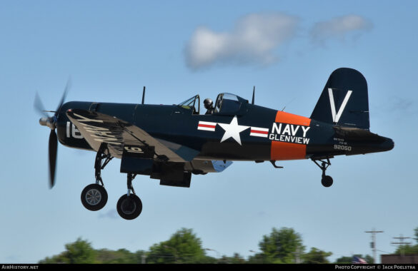 FG-1D Corsair Race 94 during takeoff at Reno Air Races 1970, with shortened wings and Skyraider propeller”