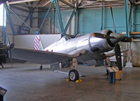 FG-1D Corsair Race 94 during takeoff at Reno Air Races 1970, with shortened wings and Skyraider propeller”