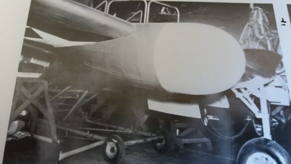 "F4U-2(N) Corsair night fighter with radar dome on right wingtip – VF(N)-101, USS Enterprise, 1944" "Modified F4U-1A Corsair converted to night fighter configuration – VMF(N)-532, Roi Island base, 1944" "US Navy F4U-2 Corsair with flame arrestors and black-over-blue night camouflage" "Close-up of AIA radar dome installed on F4U-2 wing – early WWII night fighter technology" "Cockpit interior of F4U-2(N) with Sperry autopilot and radar display"