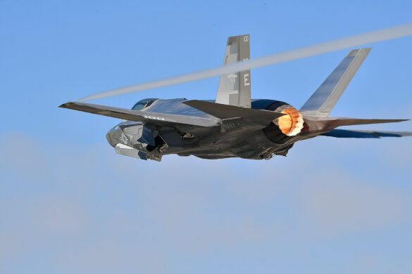 F-35C VX-9 Vampires with reflective mirror stealth coating and visible tail insignia