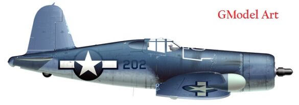 "F4U-2(N) Corsair night fighter with radar dome on right wingtip – VF(N)-101, USS Enterprise, 1944" "Modified F4U-1A Corsair converted to night fighter configuration – VMF(N)-532, Roi Island base, 1944" "US Navy F4U-2 Corsair with flame arrestors and black-over-blue night camouflage" "Close-up of AIA radar dome installed on F4U-2 wing – early WWII night fighter technology" "Cockpit interior of F4U-2(N) with Sperry autopilot and radar display"