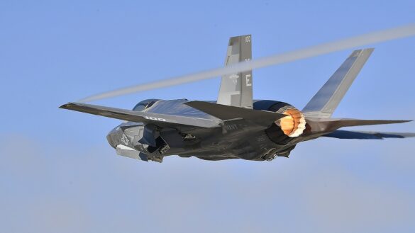 F-35C VX-9 Vampires with reflective mirror stealth coating and visible tail insignia