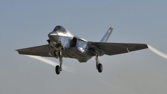 F-35C VX-9 Vampires with reflective mirror stealth coating and visible tail insignia