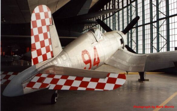 FG-1D Corsair Race 94 during takeoff at Reno Air Races 1970, with shortened wings and Skyraider propeller”