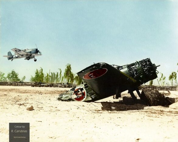 alt="1/48 scale Pacific airfield diorama with PSP and fuel truck" alt="US WW2 bomb cart and drums beside F4U Corsair" alt="Ground crew and maintenance scene on jungle runway" alt="Diorama showing GMC fuel bowser and PSP strip" alt="Scale model US bomb hoist in tropical airfield setting"
